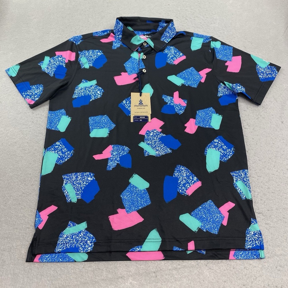 Chubbies Polo Shirt Mens Medium Black The Abs Tract Performance Polo Golf